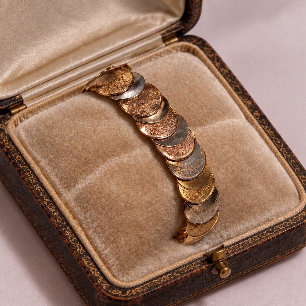 Vintage Gold-Tone Disc Link Bracelet